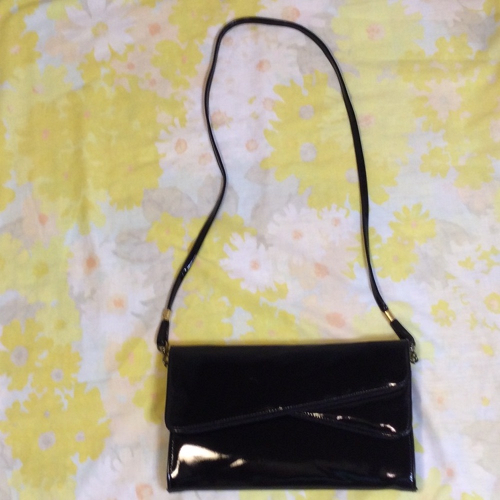 Faux Leather Black Clutch Purse